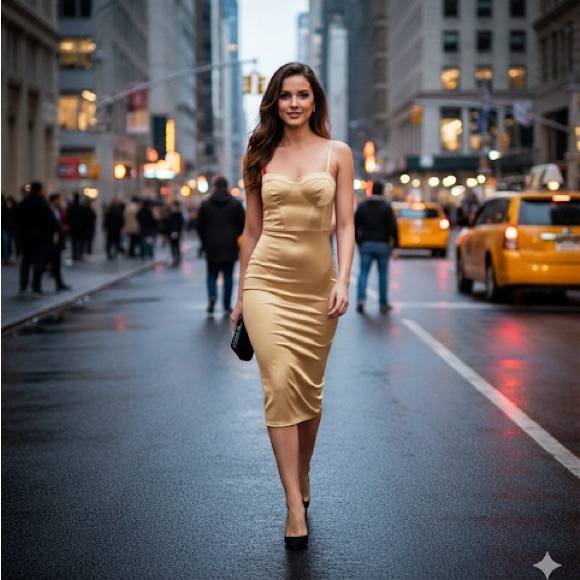 Absolutely Love it Dresses & Skirts - Bodycon Gold Bustier Dress